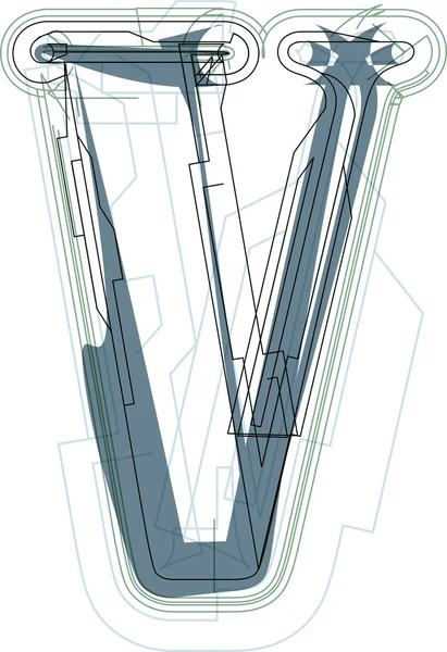 Teckensnitt illustration bokstaven v — Stock vektor