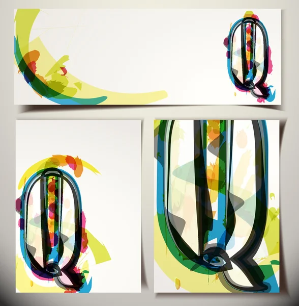 Artistieke wenskaart Letter Q — Stockvector