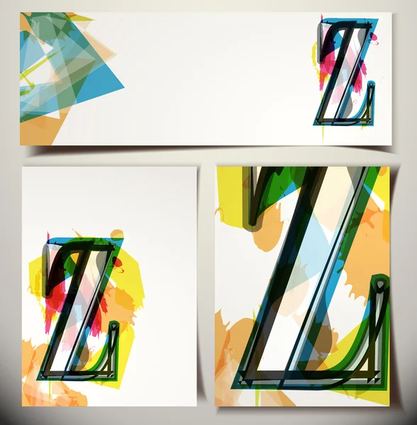 Művészi üdvözlőkártyákat levelet Z — Stock Vector