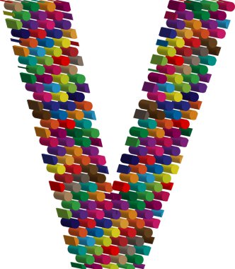 3D yazı tipi harf v