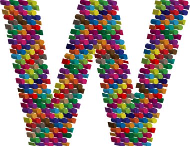 3D yazı tipi harf w