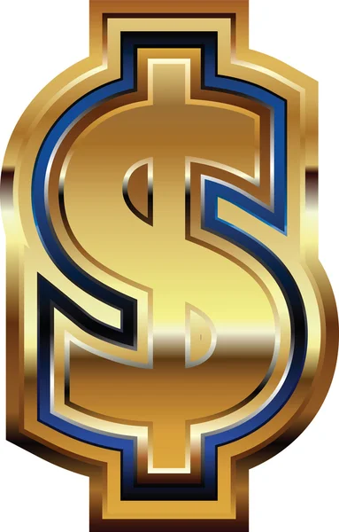 Dólar dourado símbolo —  Vetores de Stock
