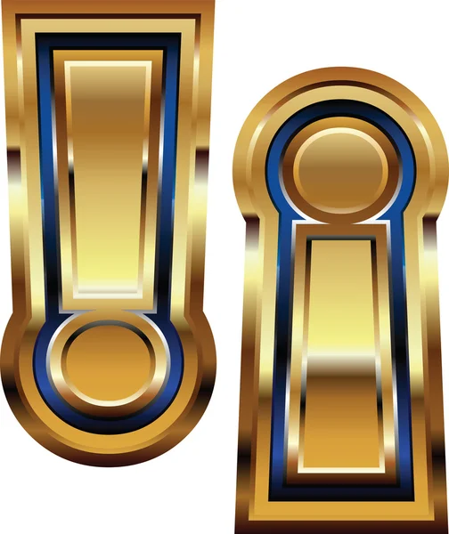 Symbole du point d'exclamation doré — Image vectorielle