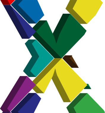 3D yazı tipi harf x