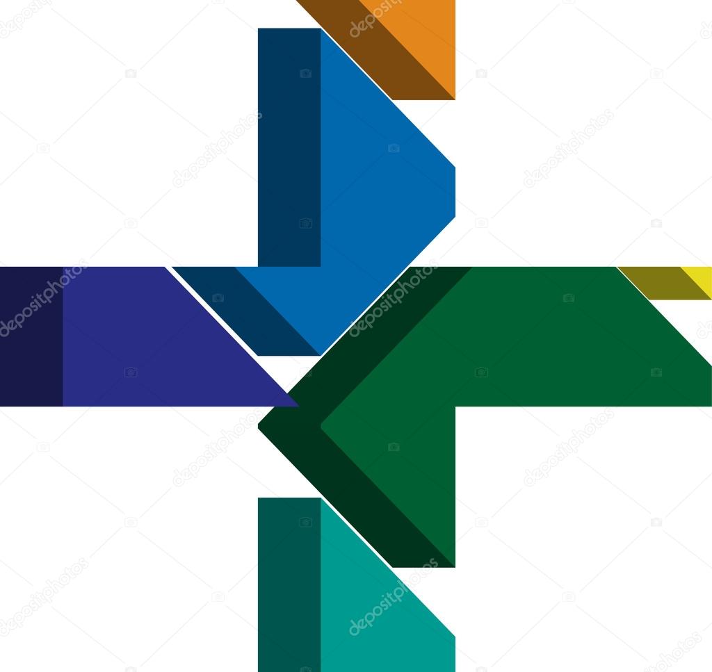 Colorful three-dimensional CROSS Symbol