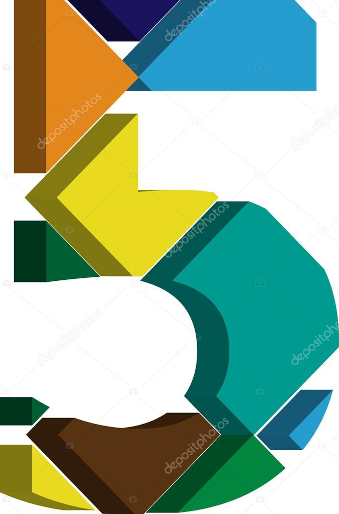 Colorful three-dimensional font number 5