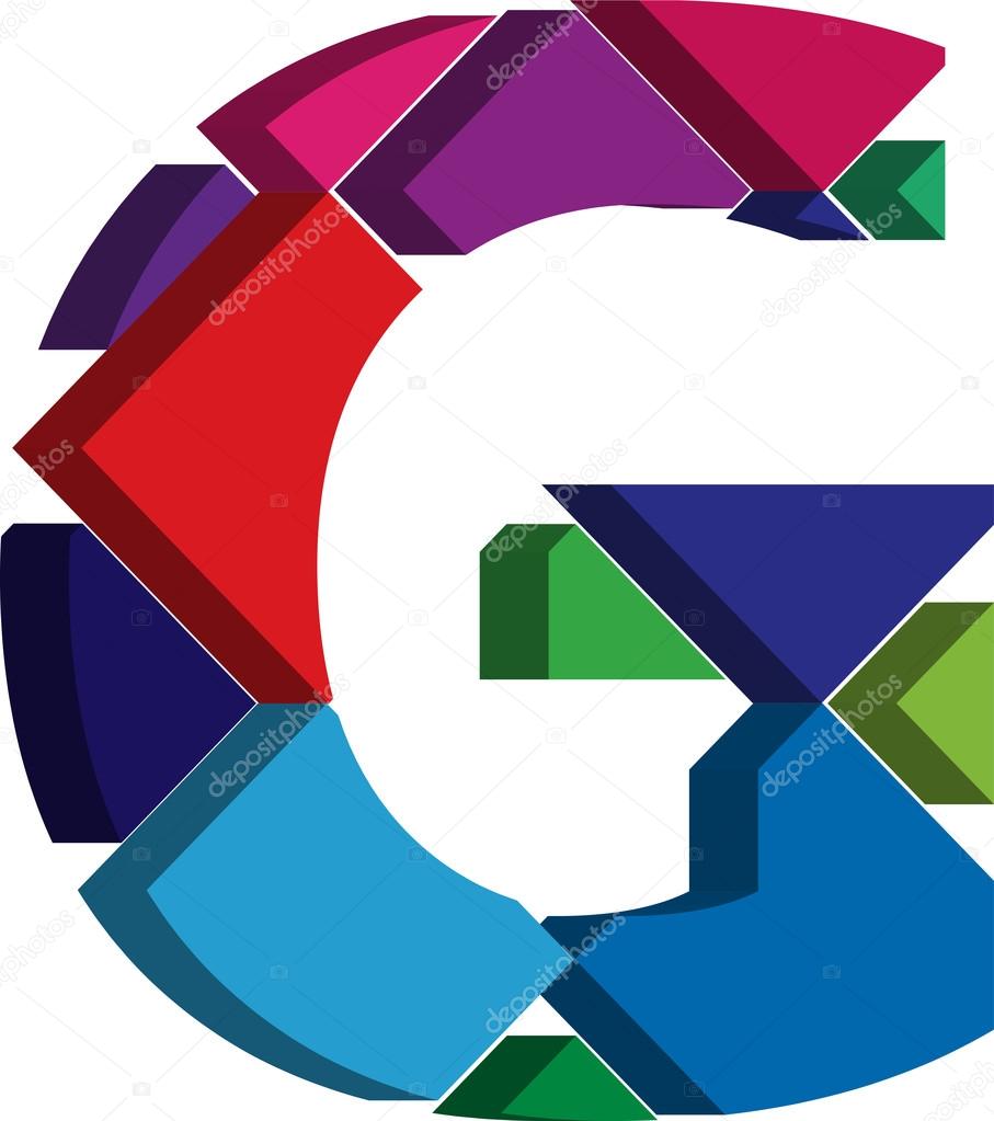 Colorful three-dimensional font letter G