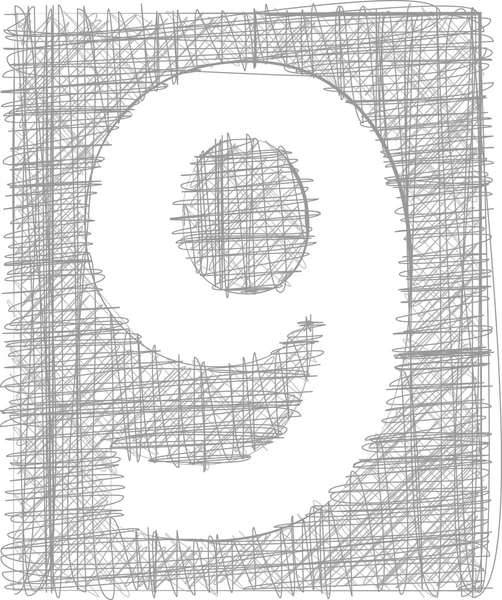 Typographie à main levée numéro 9 — Image vectorielle