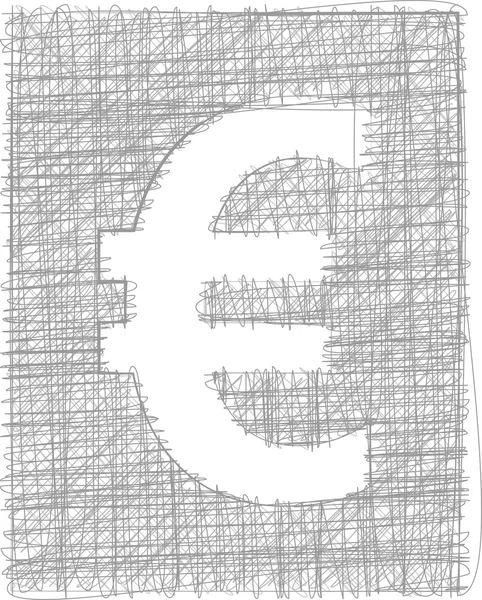 Euro sinal - Símbolo à mão livre —  Vetores de Stock