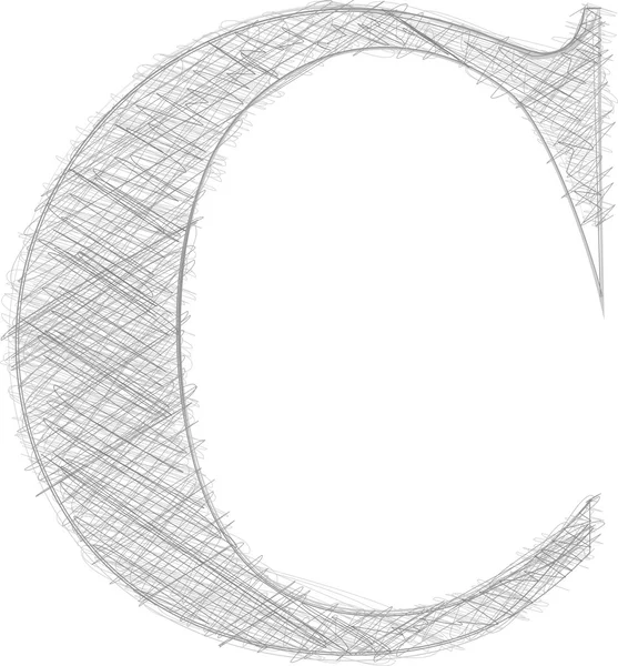 FreeHand tipografi harf c — Stok Vektör