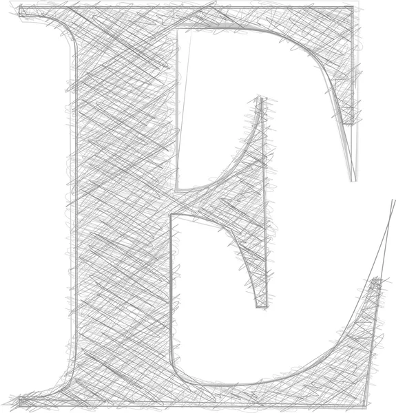 FreeHand typografi bokstaven e — Stock vektor
