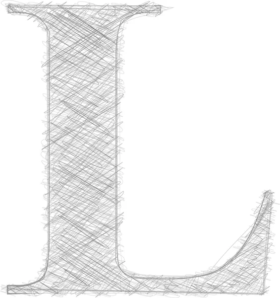 FreeHand tipografi l harfi — Stok Vektör