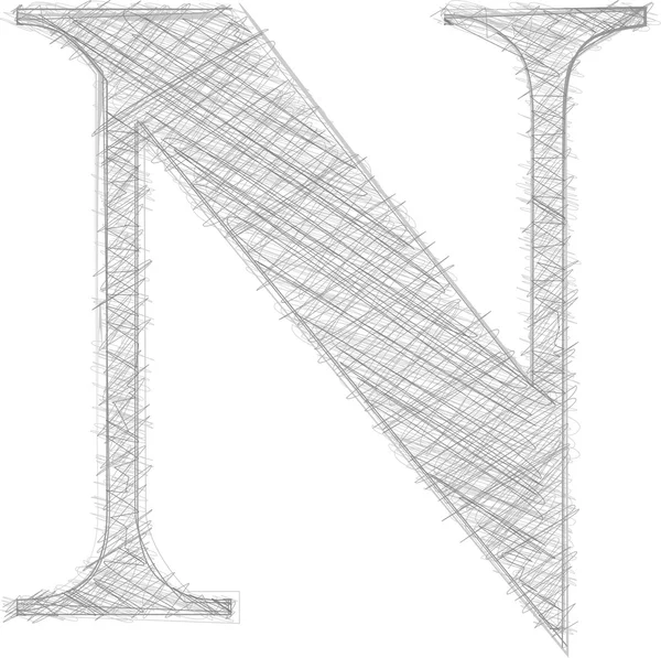 FreeHand typografi bokstaven n — Stock vektor