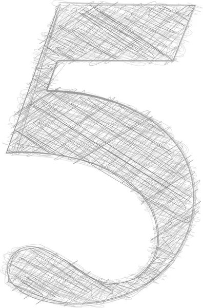 Od ruky typografie číslo 5 — Stockový vektor