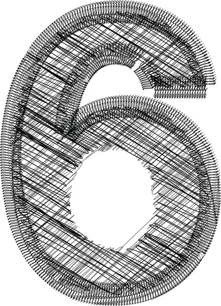 Шрифтова ілюстрація NUMBER 6 — стоковий вектор