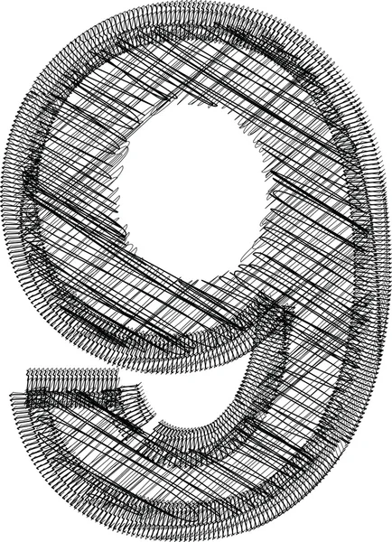 Illustrazione carattere NUMBER 9 — Vettoriale Stock