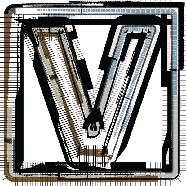 グランジ フォント文字 v — ストックベクタ