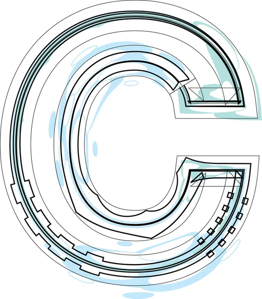 Teckensnitt illustration bokstaven c — Stock vektor