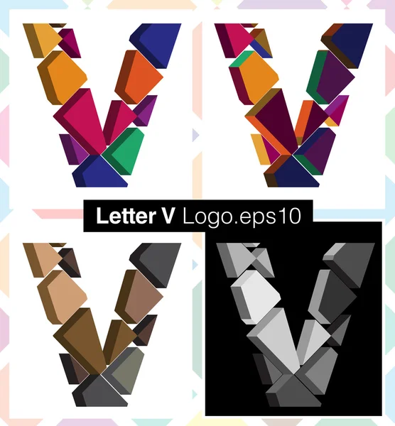 3D-lettertype alfabet v — Stockvector