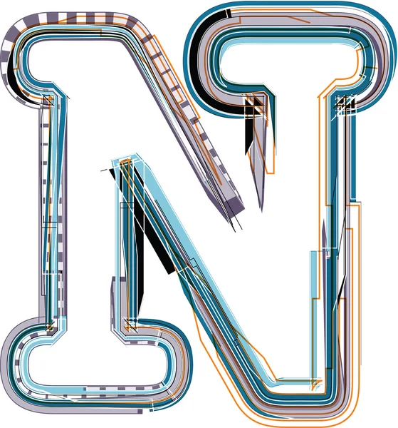 Illustrazione carattere LETTER N — Vettoriale Stock