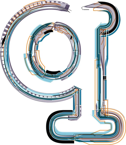 Illustrazione carattere LETTER Q — Vettoriale Stock