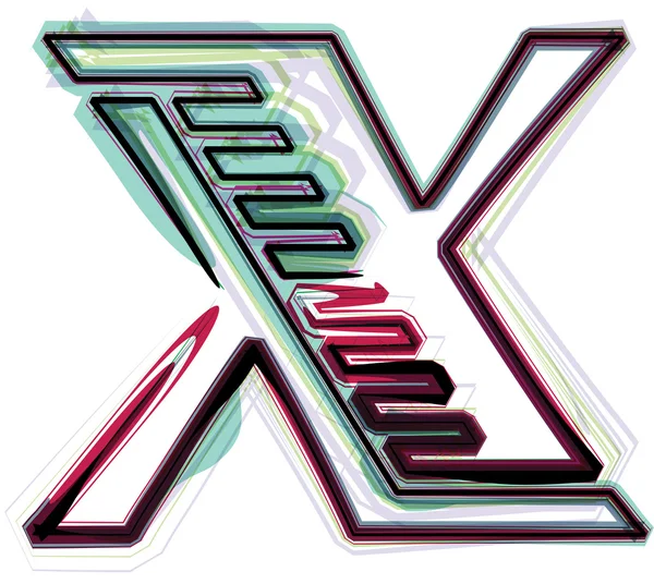 Γραμματοσειρά εικονογράφηση γράμμα x — Διανυσματικό Αρχείο
