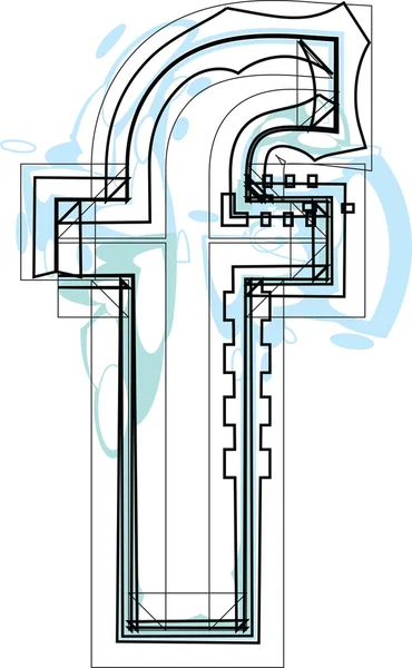Schrift Abbildung Buchstabe f — Stockvektor