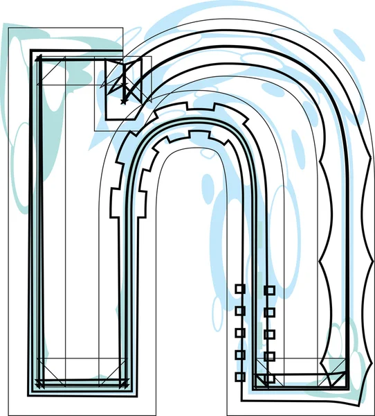 Schrift Abbildung Buchstabe n — Stockvektor