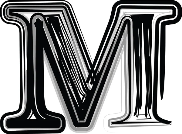 FreeHand typografie alfabet m — Stockvector