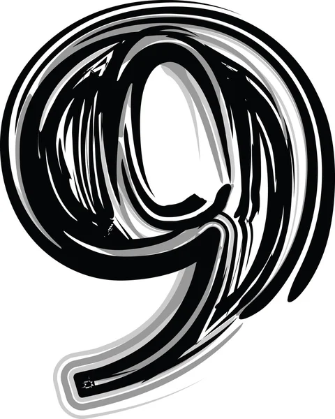 Typographie à main levée numéro 9 — Image vectorielle