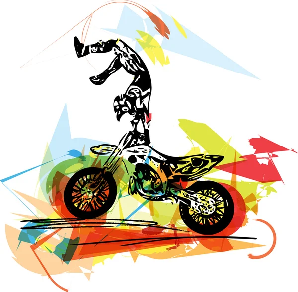 Extreme motorcrosser door motorfiets — Stockvector