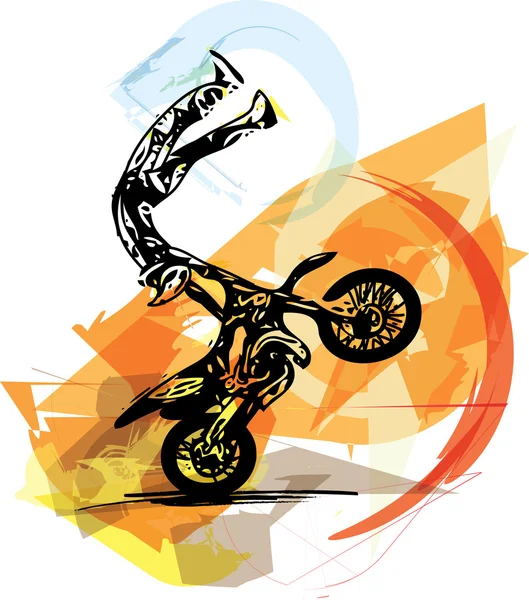 Extreme motorcrosser door motorfiets — Stockvector