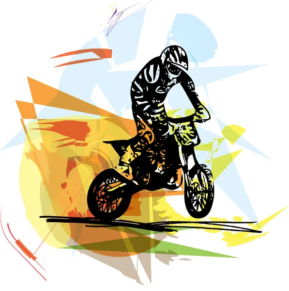 Extremer Motocross-Rennfahrer mit dem Motorrad — Stockvektor