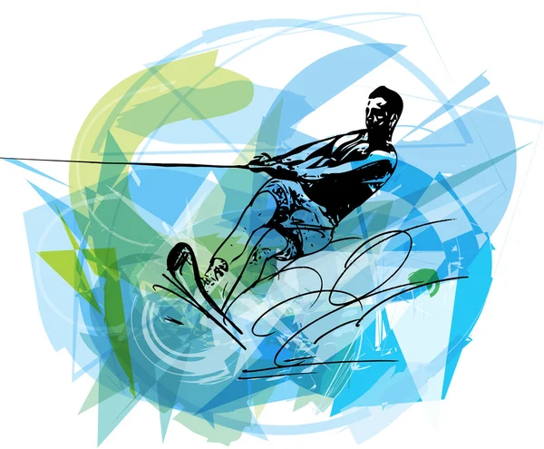 Water skiing illustration — Stock Vector