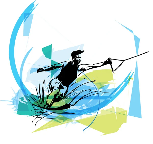 Water skiing illustration — Stock Vector