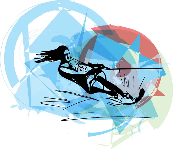 Waterskiën illustratie — Stockvector