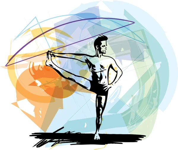 Yoga man illustratie — Stockvector