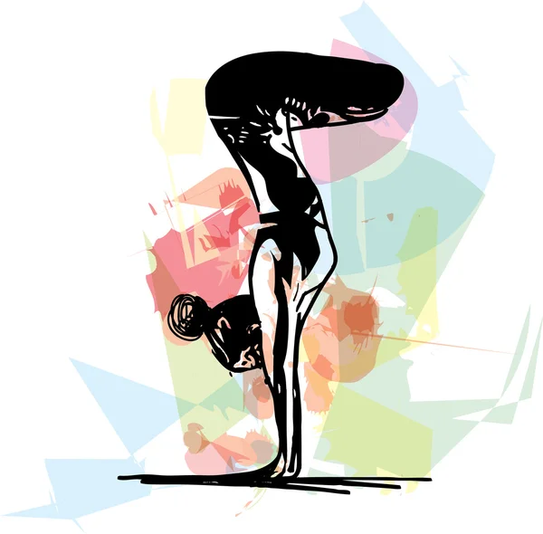 Yoga mujer ilustración — Vector de stock