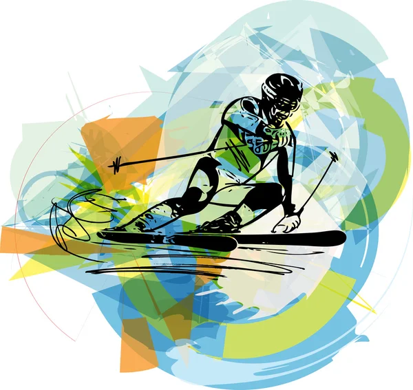Illustration de croquis de ski — Image vectorielle