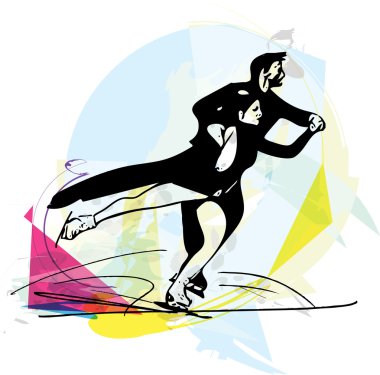 Çift buz patenciler renkli spor salonu buz pateni