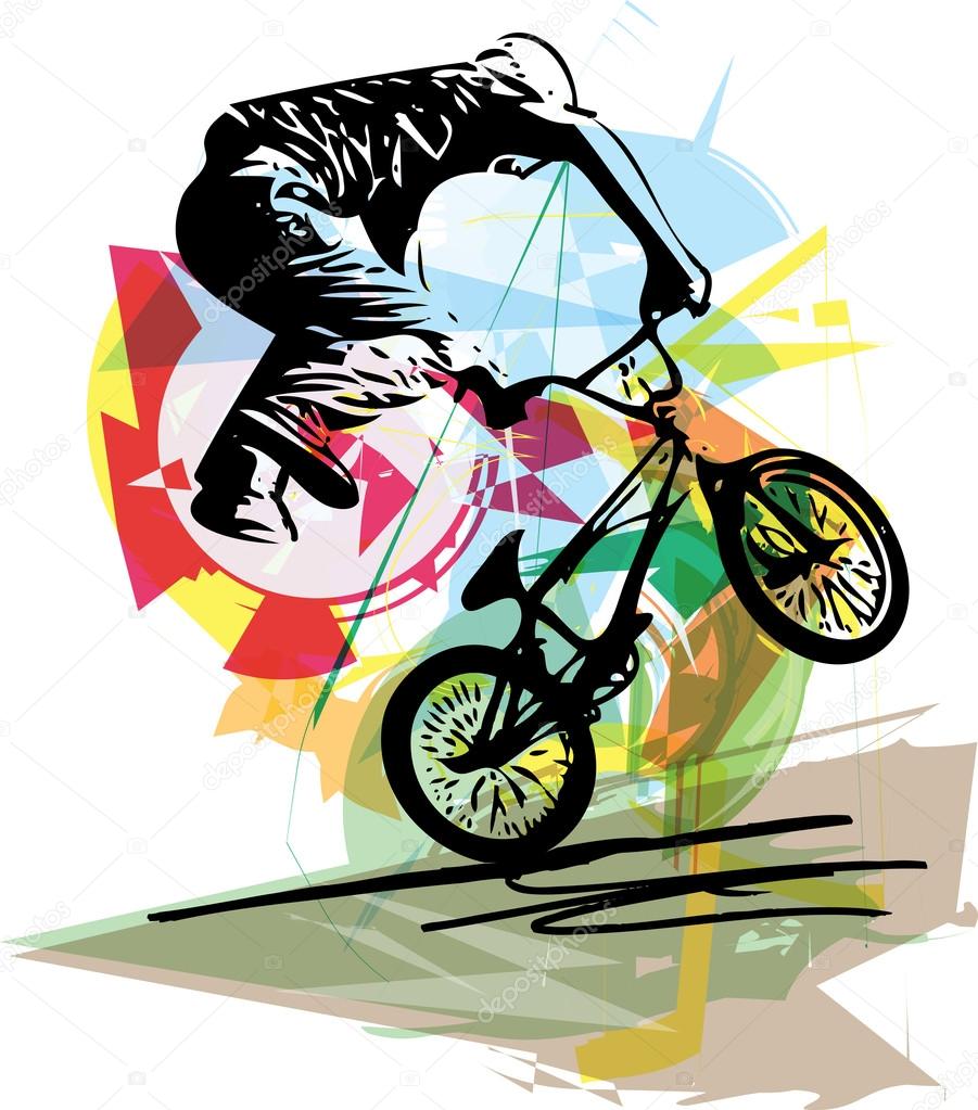 bicycle rider on abstract background