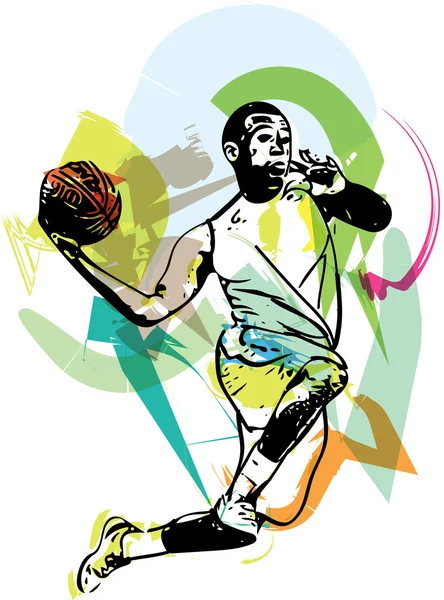 Croquis du joueur de basket-ball — Image vectorielle