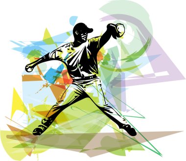 Illustration of baseball player playing clipart