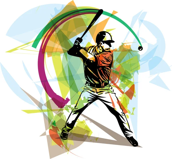 Illustration of baseball player playing — Stock Vector