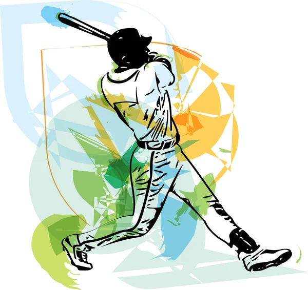 棒球选手打的插图 — 图库矢量图片