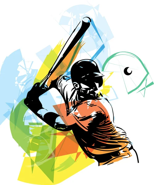 Ilustración del jugador de béisbol jugando — Vector de stock
