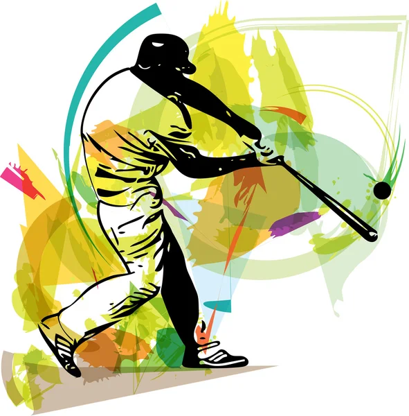 Illustration of baseball player playing — Stock Vector