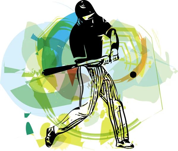 Illustration of baseball player playing — Stock Vector