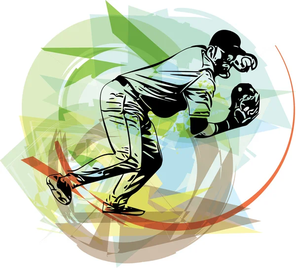 Illusztráció: baseball játékos — Stock Vector