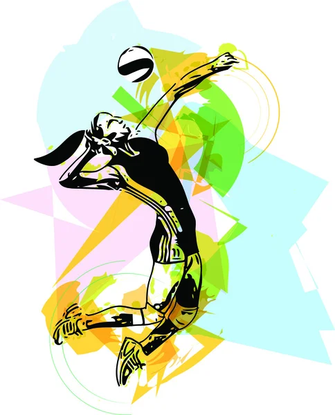 Ilustración del jugador de voleibol jugando — Vector de stock